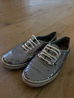 Vans Silver Sequin Lace-Up Sneakers